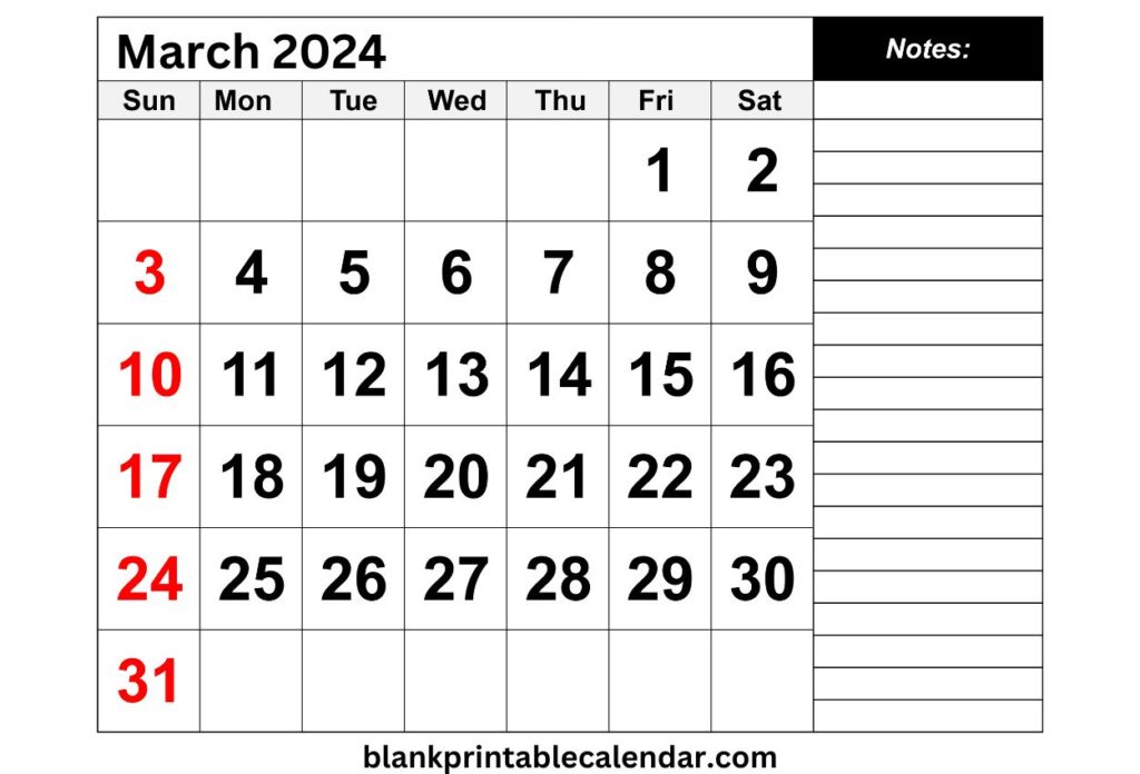 Notable March 2024 Calendar Excel