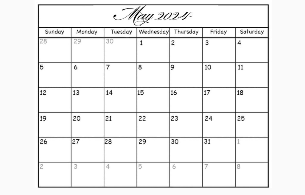 May 2024 Landscape Calendar