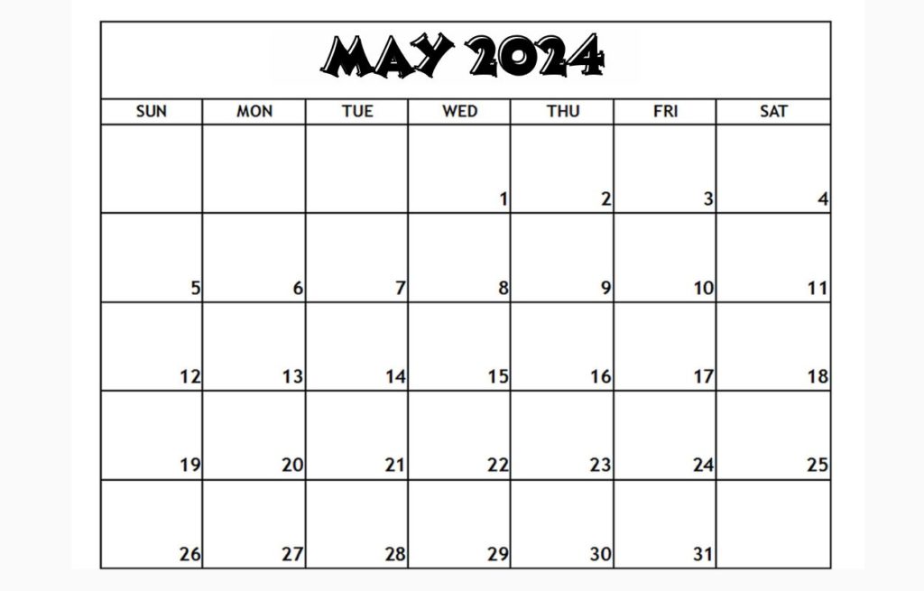 May 2024 Monday Start Calendar