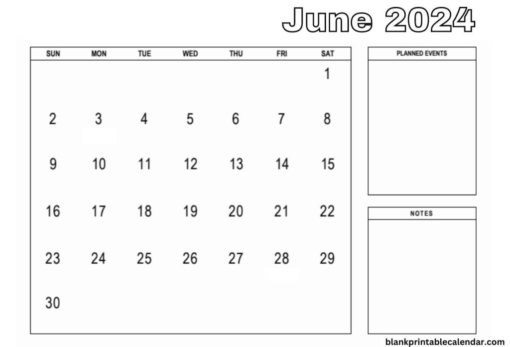 Fillable June 2024 calendar