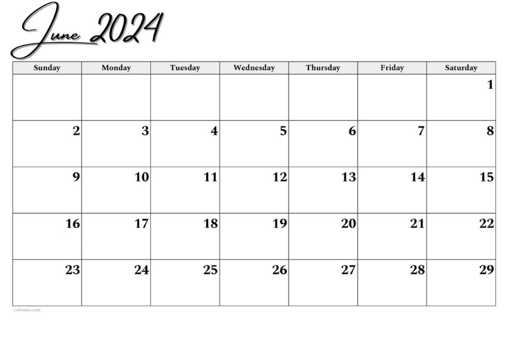 June 2024 document calendar