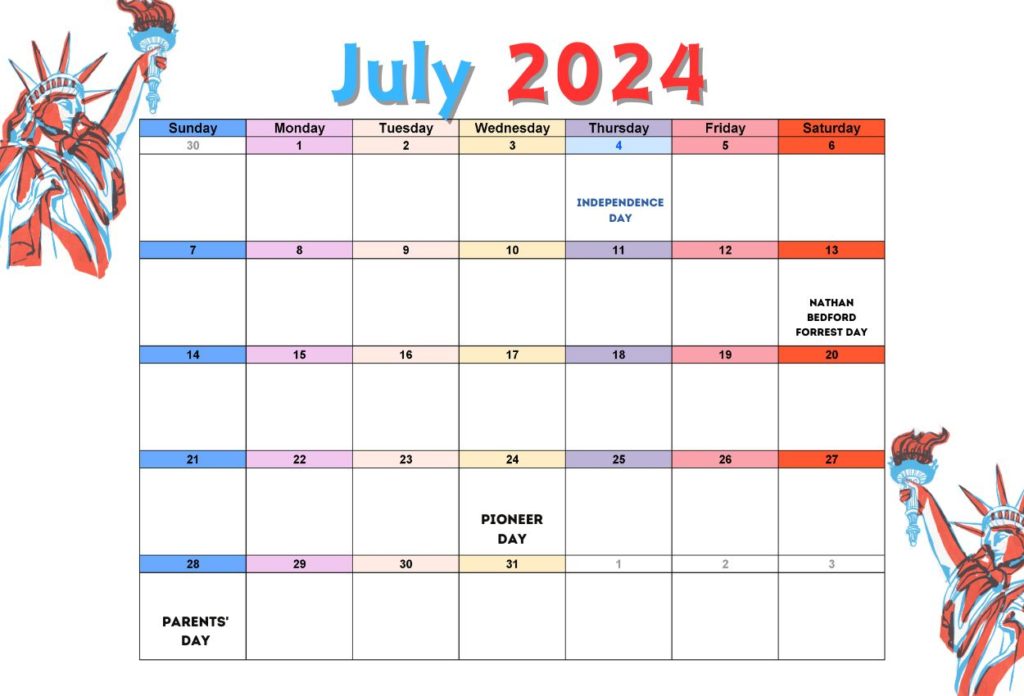 July 2024 USA Calendar Download