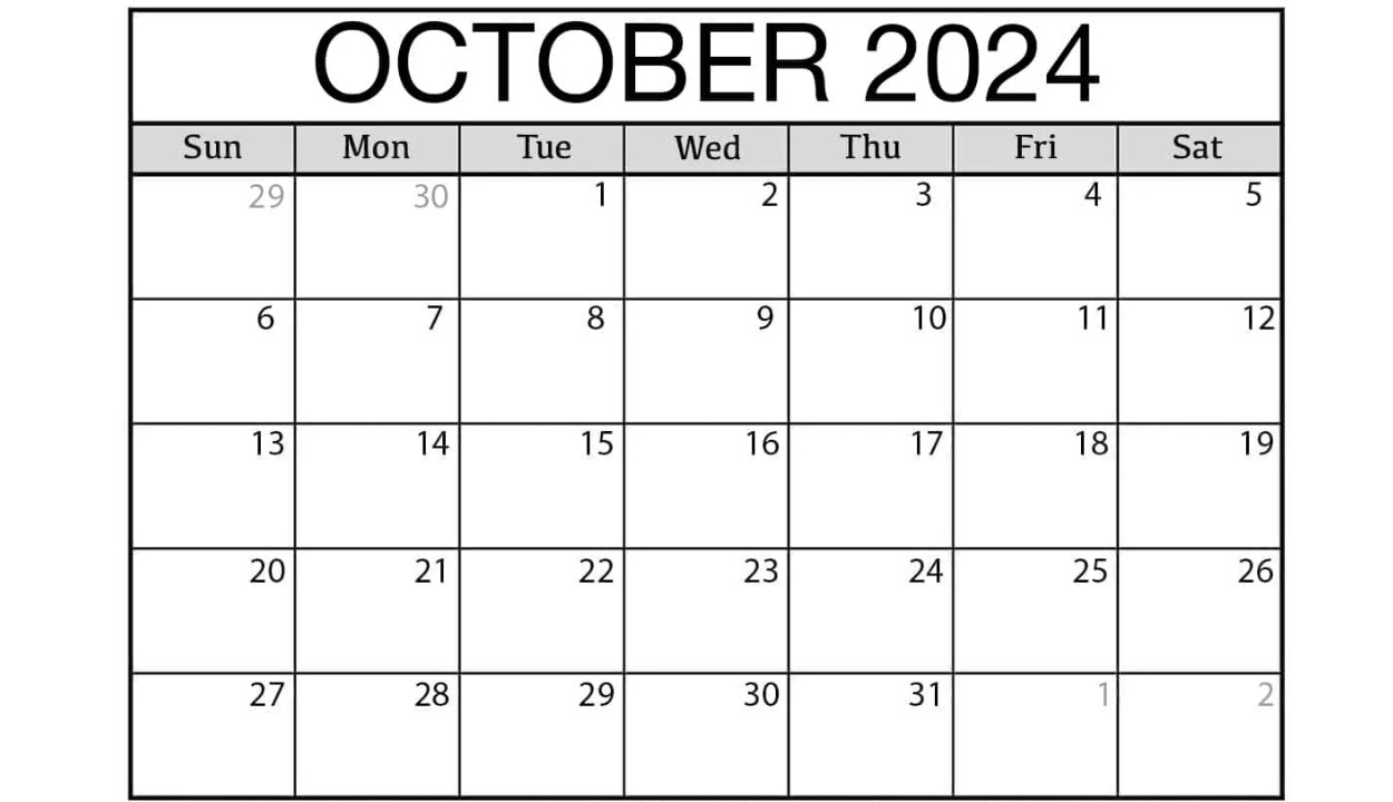 2024 October Calendar Excel