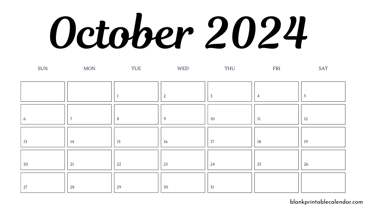 Blank format 2024 October calendar