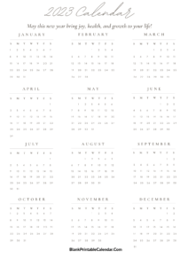 Blank Calendar 2023 PDF