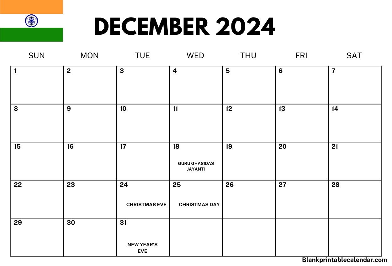 December 2024 India Calendar