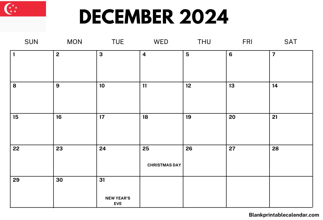 December 2024 Singapore Holidays Calendar
