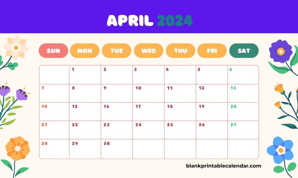 2024 April Calendar Cute Wallpaper