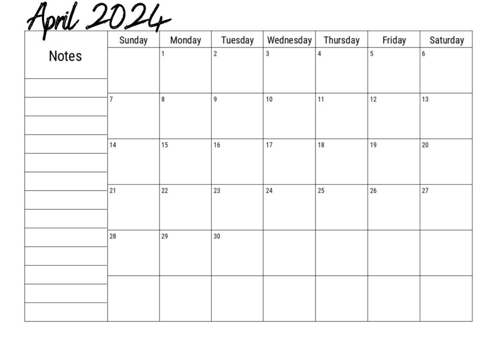 2024 April Editable Calendar
