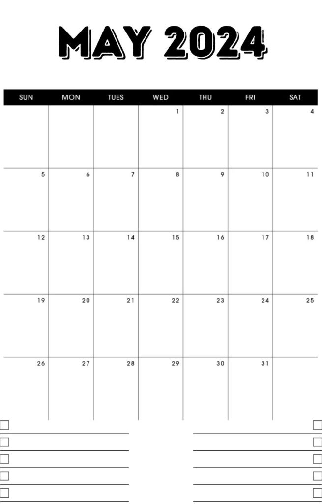 2024 May to do list Calendar