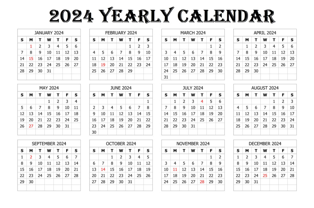 2024 Printable Calendar Word