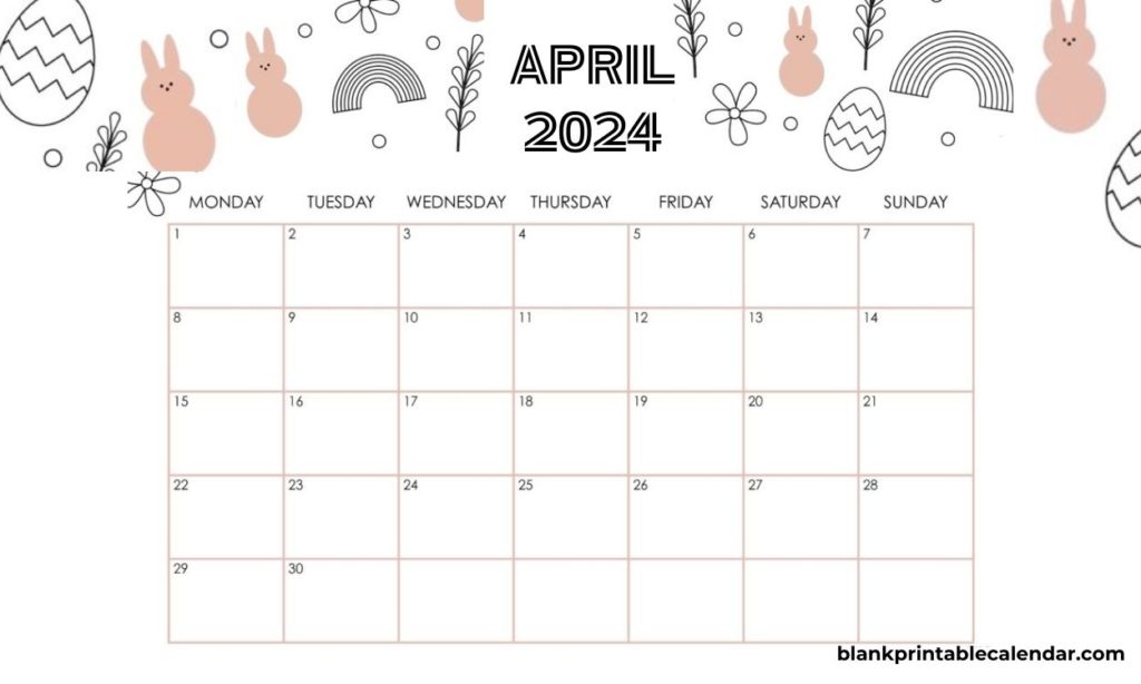 April 2024 Calendar Cute HD Wallpaper