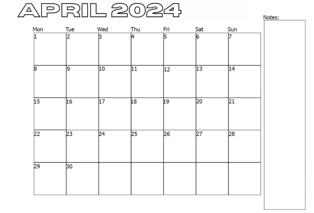 April 2024 Calendar Scheduler