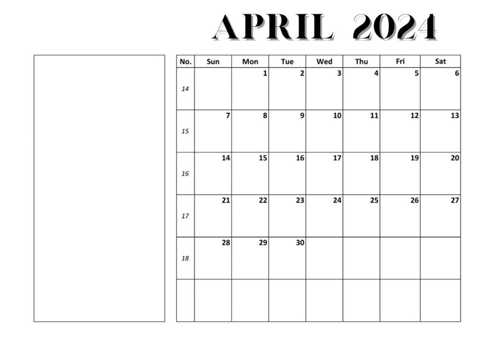 April 2024 Customizable Calendar