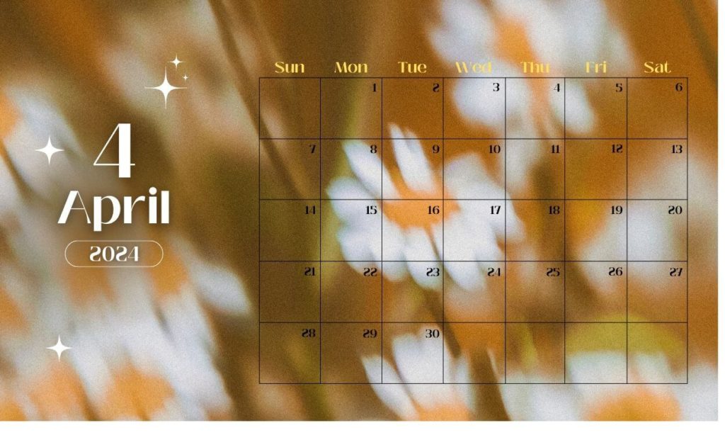 April 2024 Decorative Floral Calendar