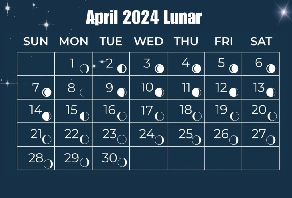 April 2024 Moon Phases Calendar Free Download