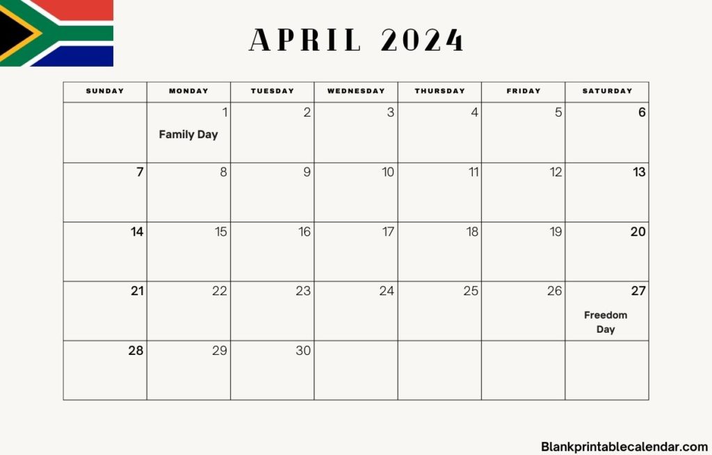 April 2024 South Australia Calendar With Holidays