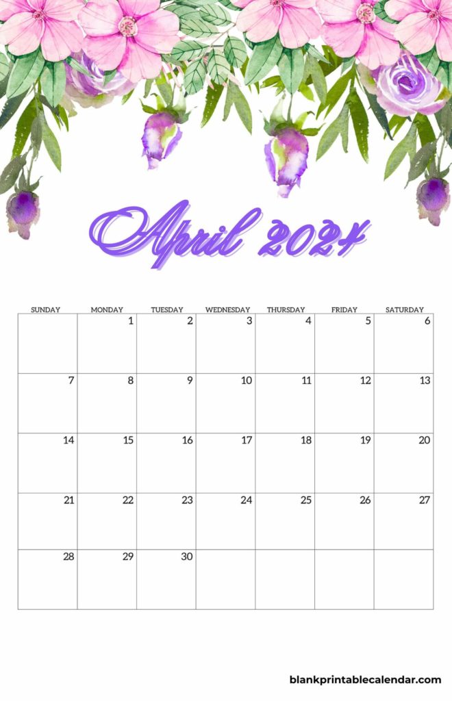 April 2024 floral wall calendar