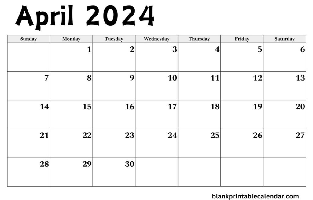 April Blank 2024 Calendar
