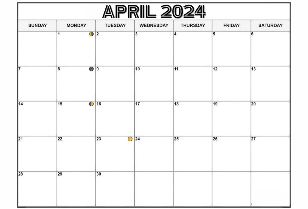 April Moon Phases Calendar
