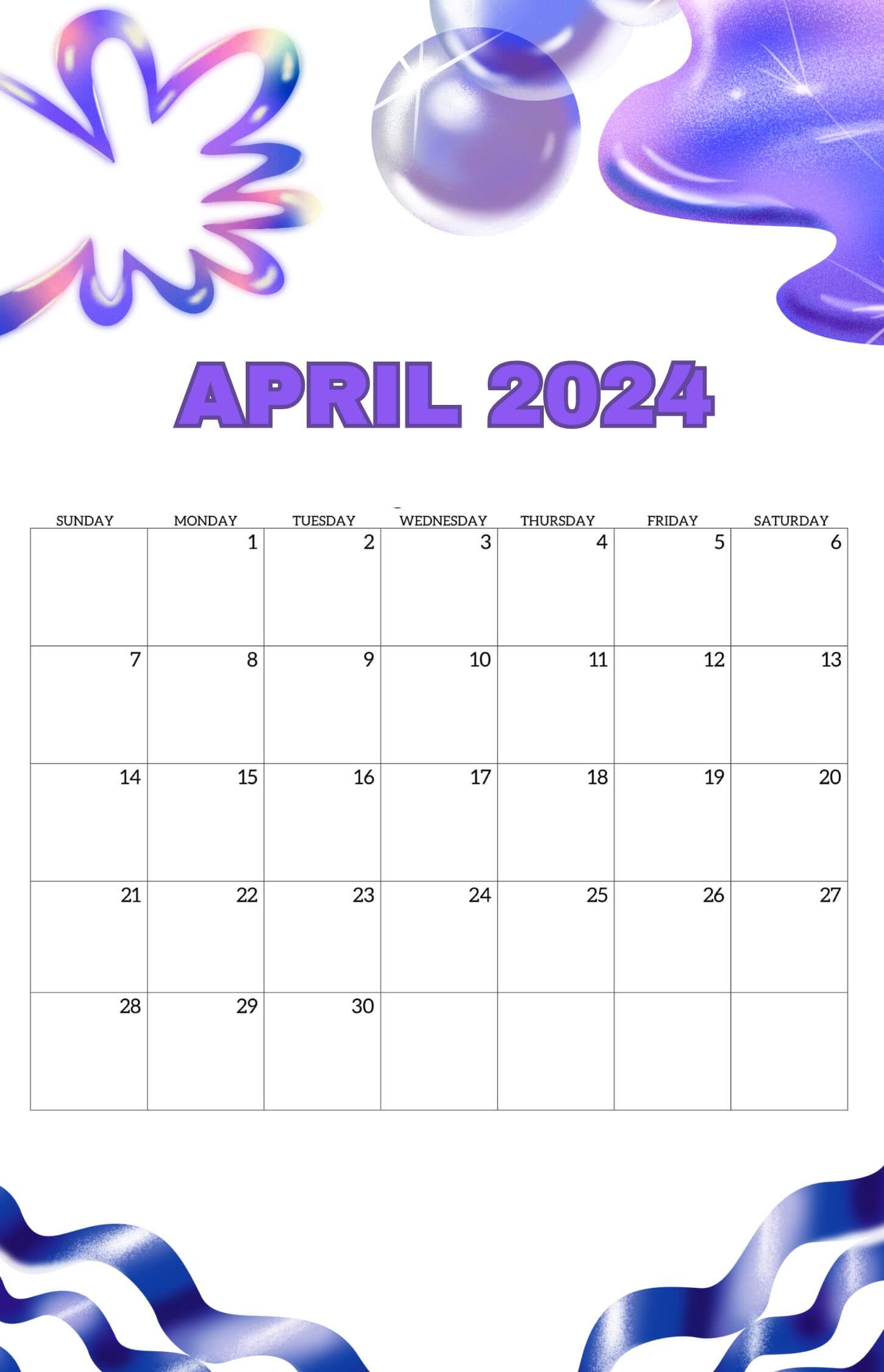Cute 2024 April Calendar