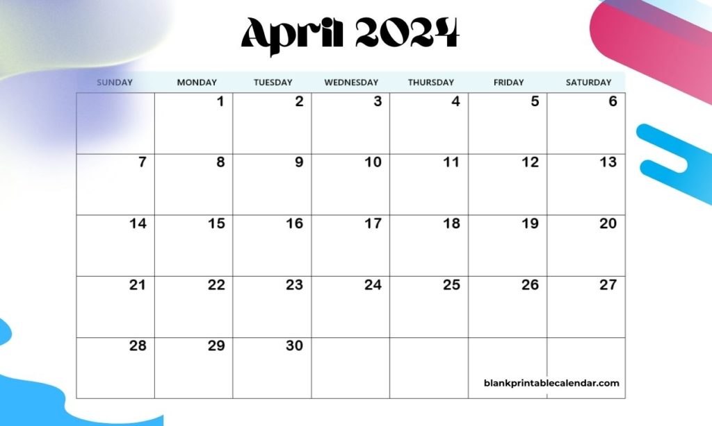 Cute April 2024 Calendar For Home