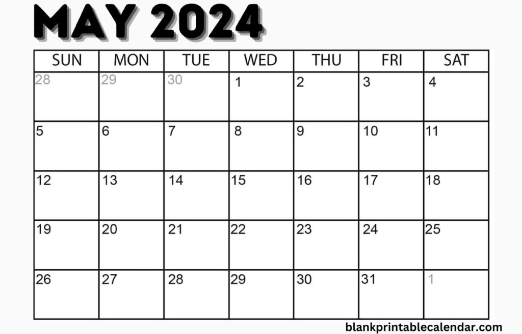 Fillable May 2024 calendar