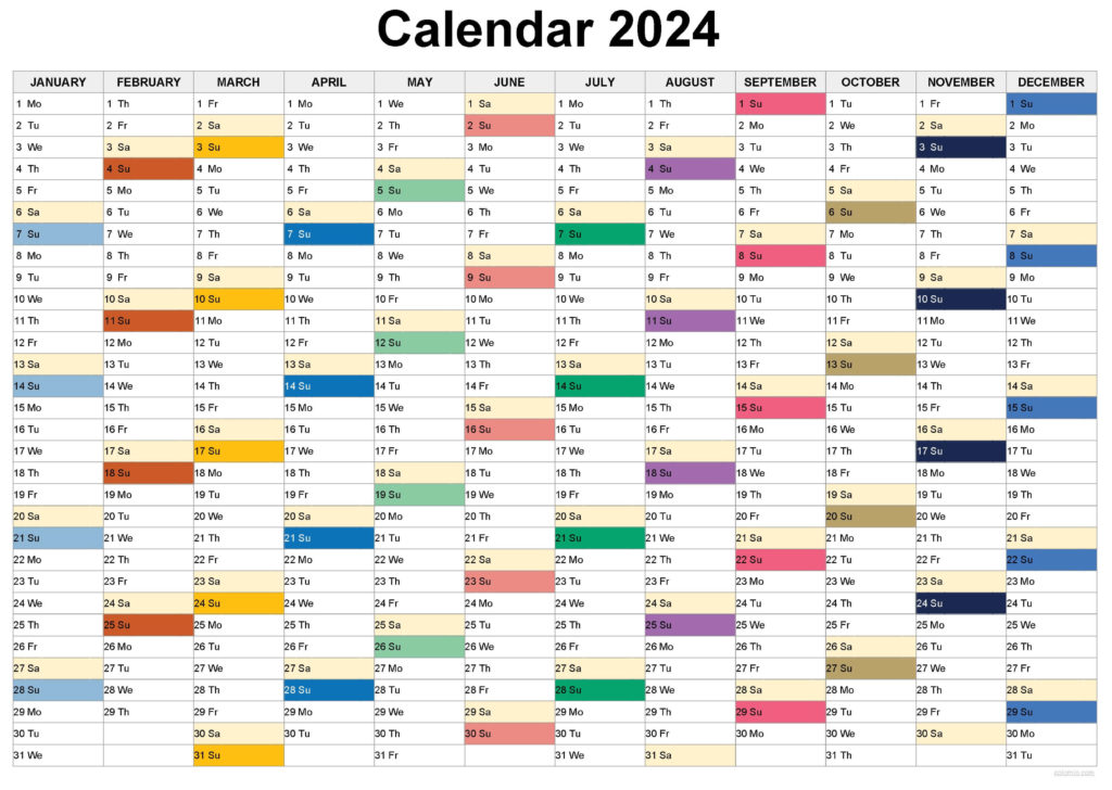 Free Printable 12 Month Calendar 2024