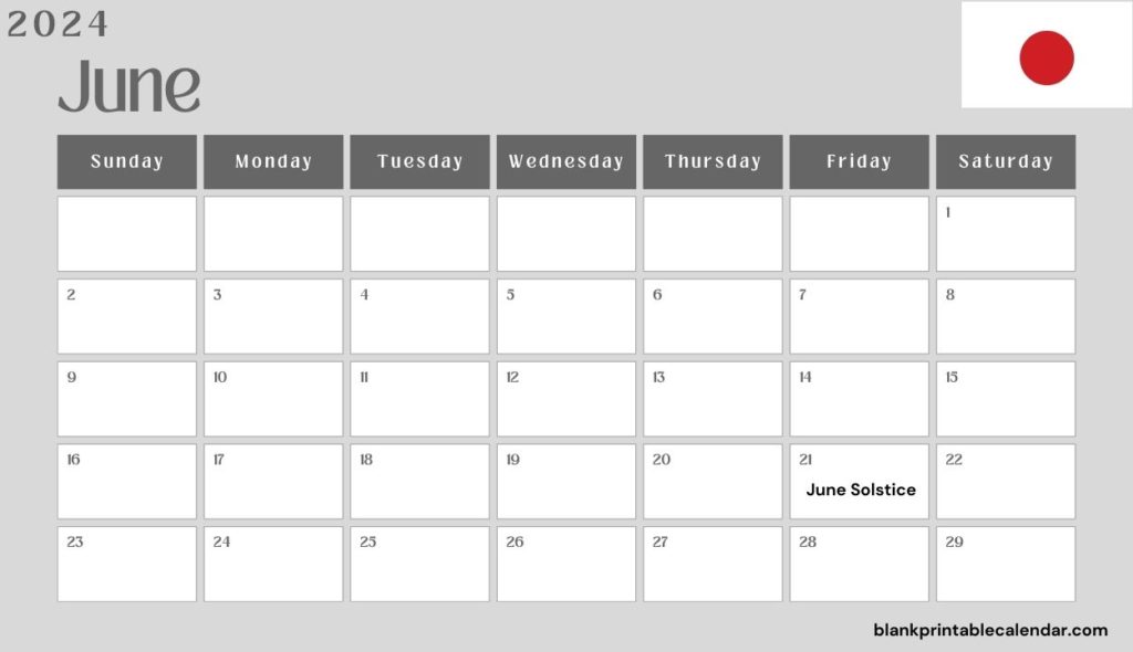June 2024 Japan Calendar With Holidays