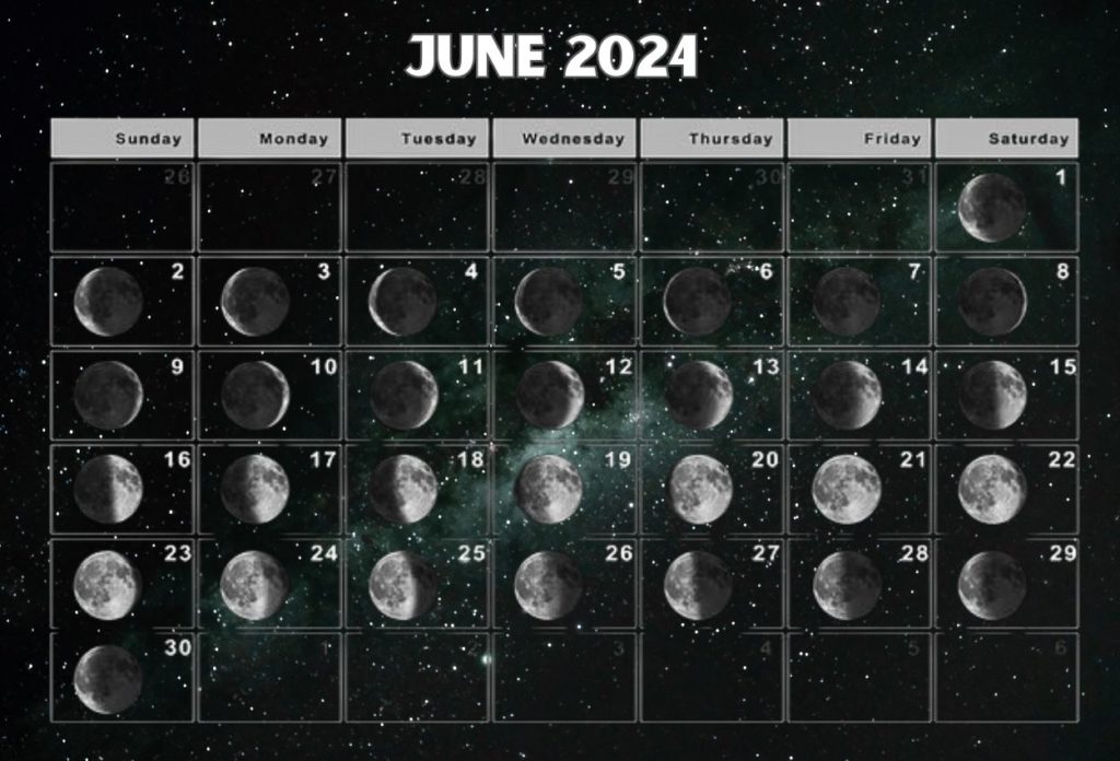June 2024 Lunar Phases Calendar