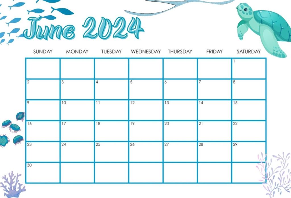June 2024 cute calendar designs