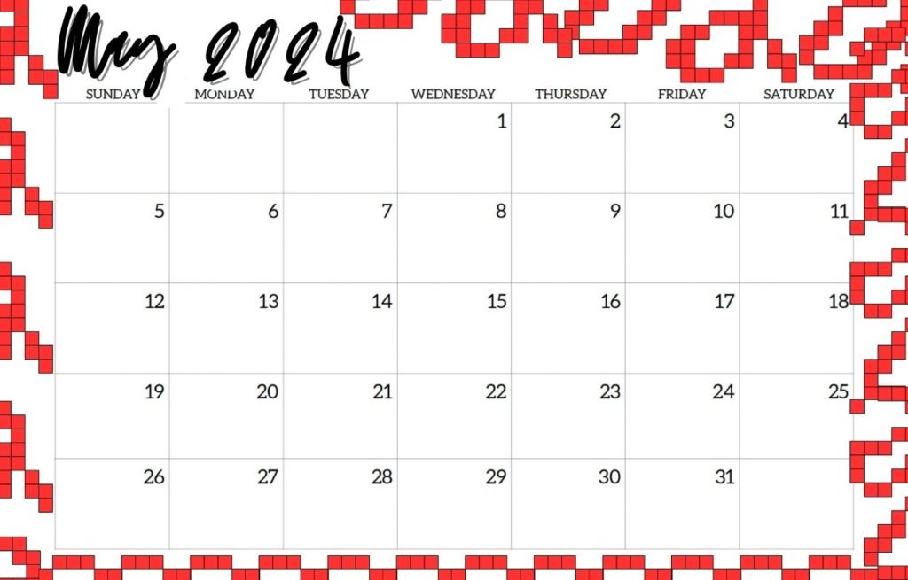 May 2024 Calendar Cute for desk