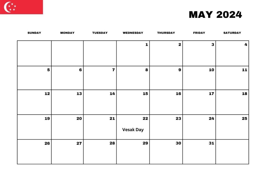 May 2024 Singapore Holiday Calendar