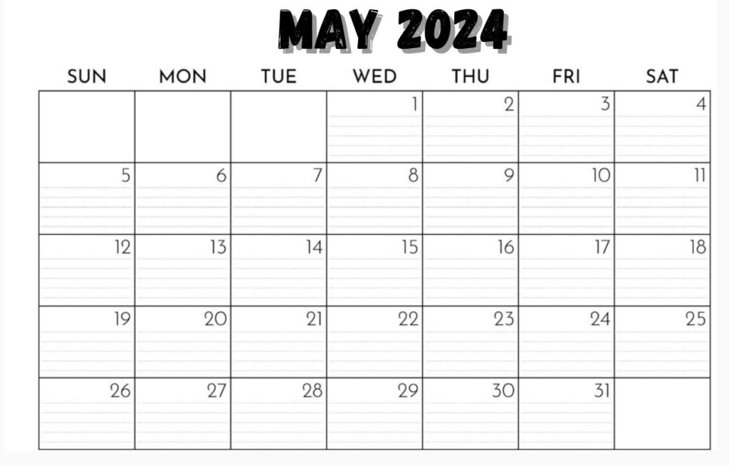 May 2024 blank calendar template