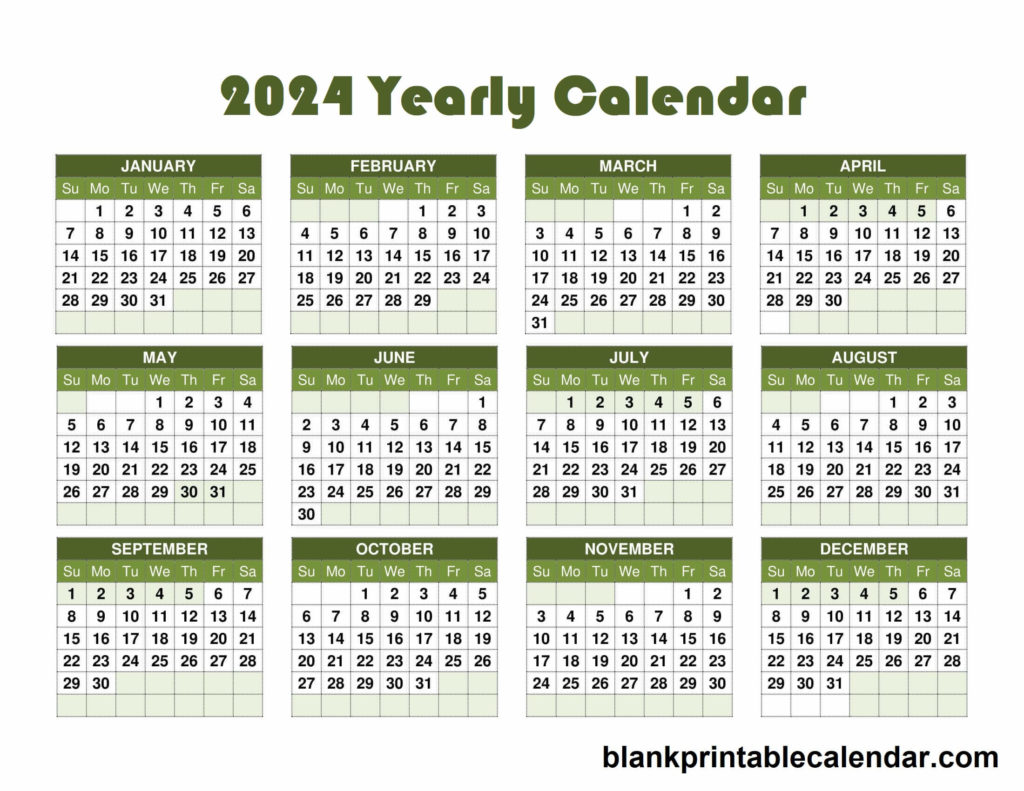 One Page Printable Calendar 2024