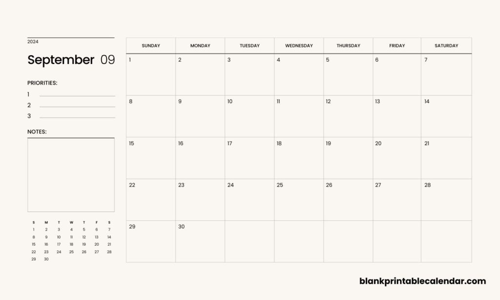 September 2024 Editable Calendar