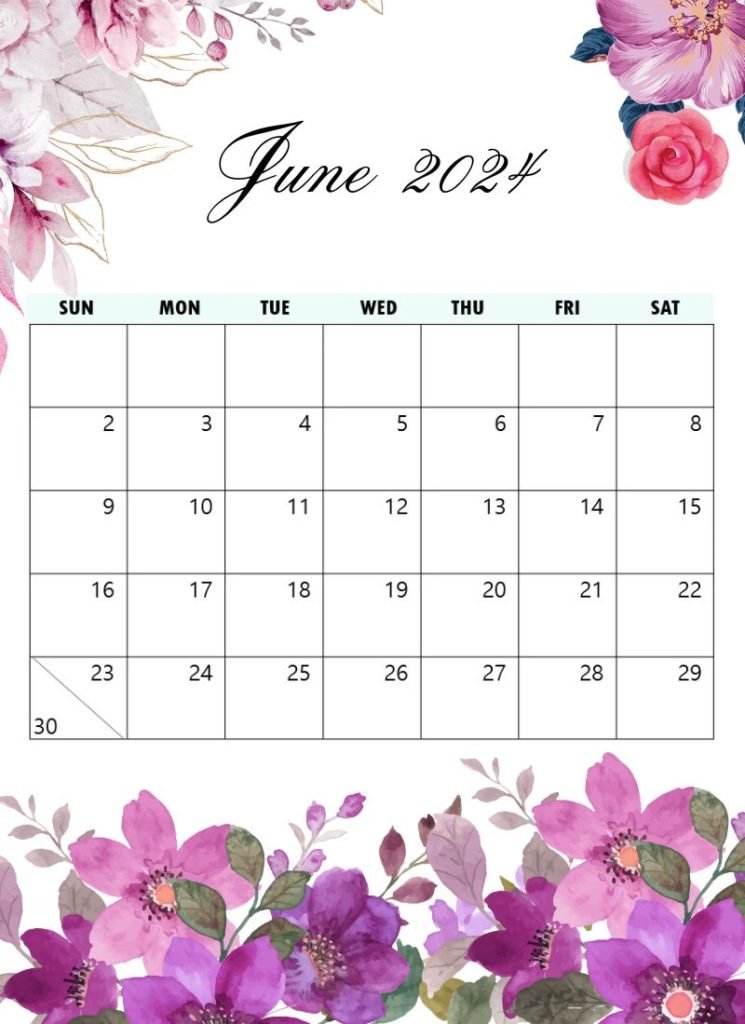 floral 2024 June wall calendar
