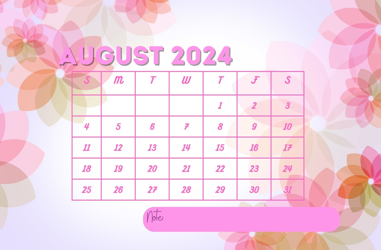 2024 August Calendar Wallpaper