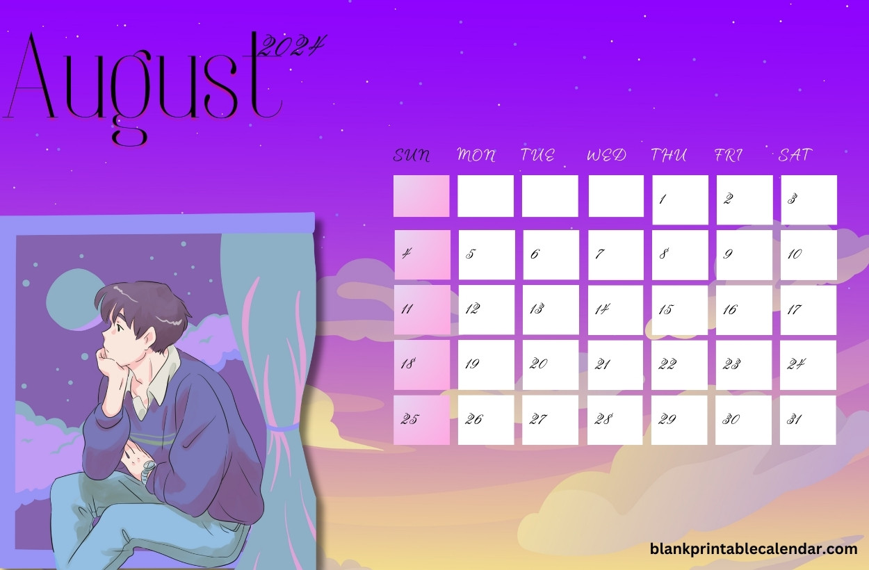 2024 August Cute Calendar Wallpaper