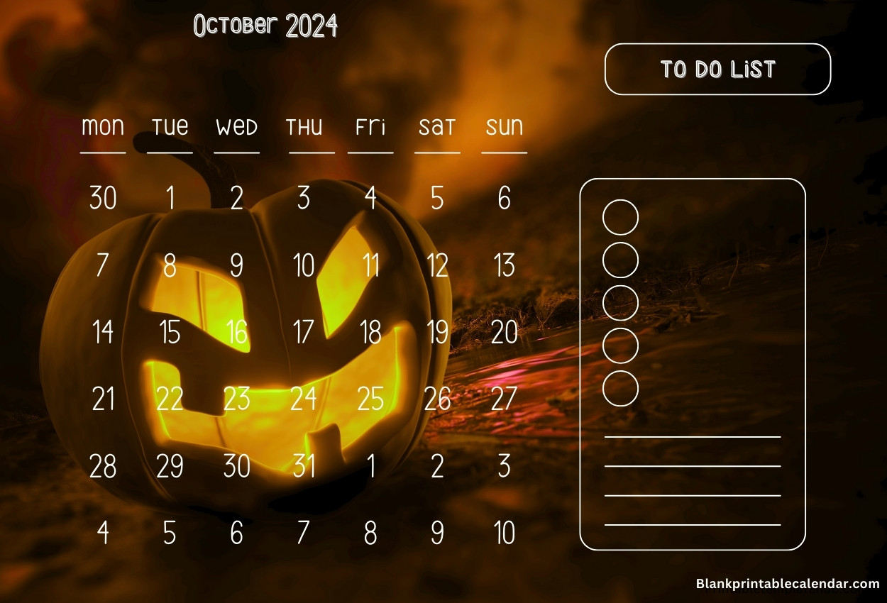 2024 October Cute Calendar for Home