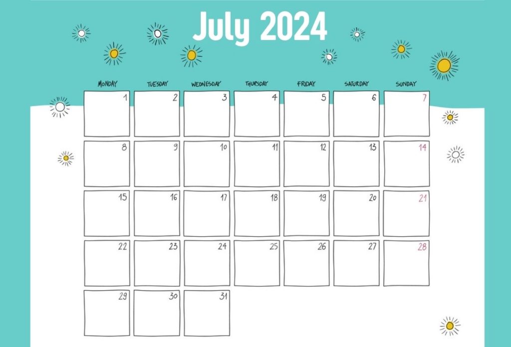 Adorable July 2024 Calendar
