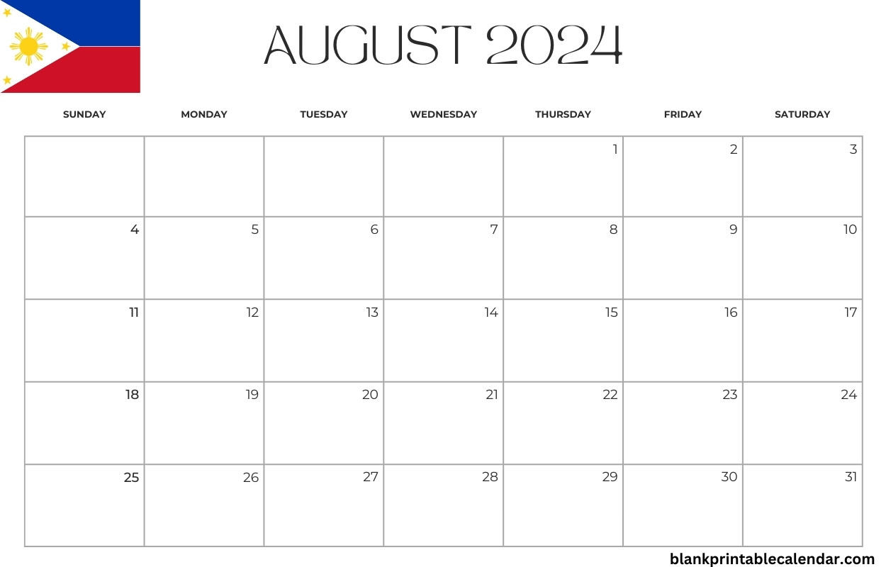 August 2024 Calendar With Philippines Holiday