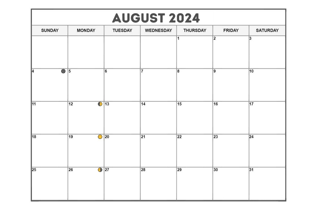 August 2024 Moon Calendar