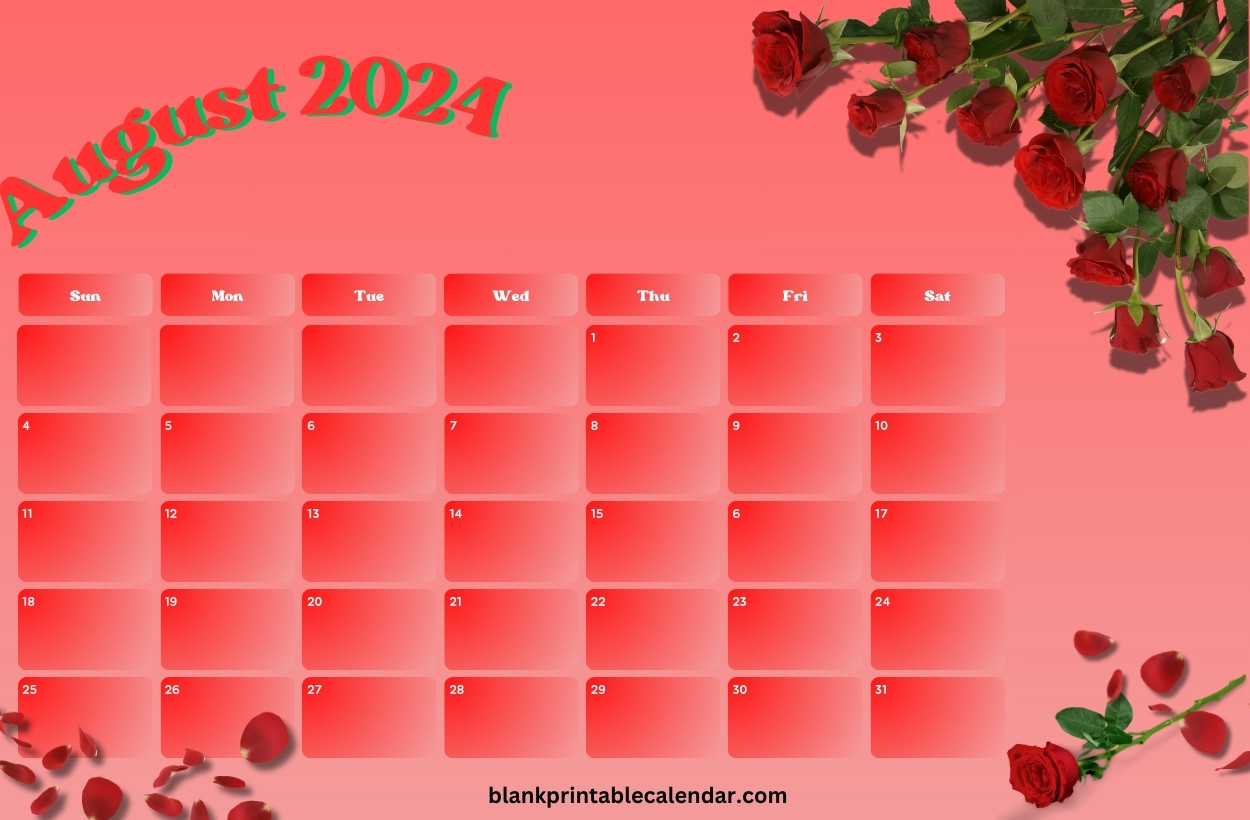 Floral August 2024 Wall calendar For Home