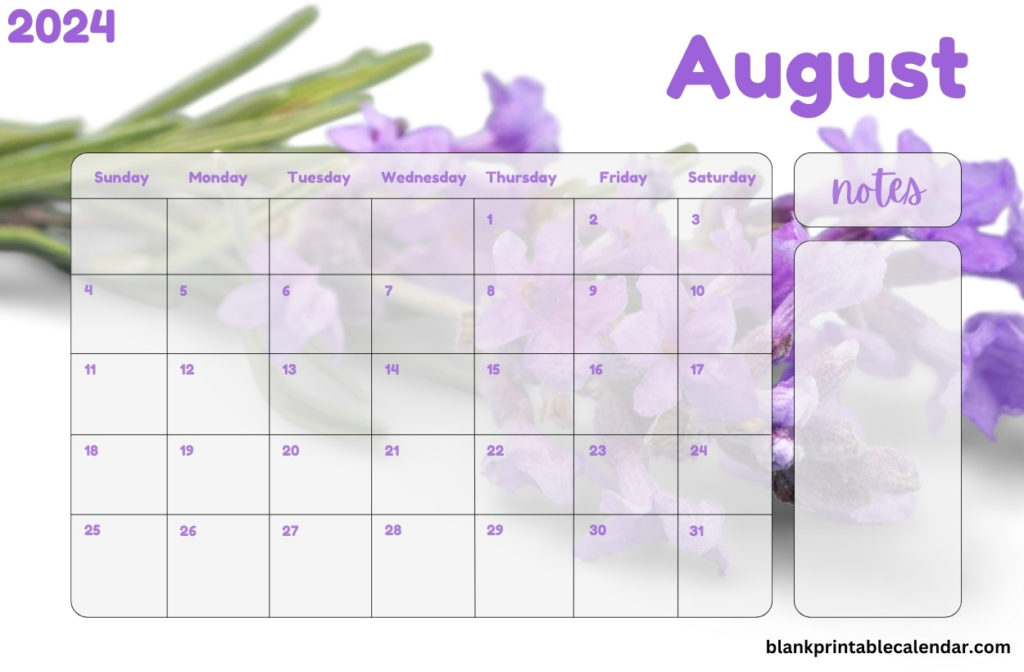 Floral August 2024 Wallpaper Calendar