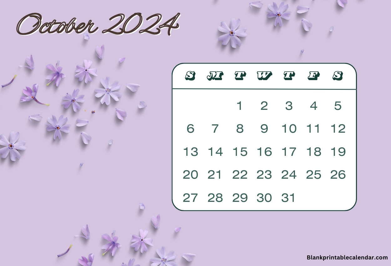 Floral October 2024 Calendar For Wall