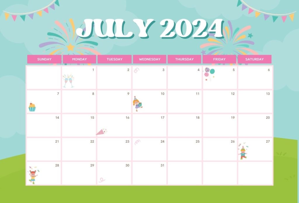 July 2024 calendar cute