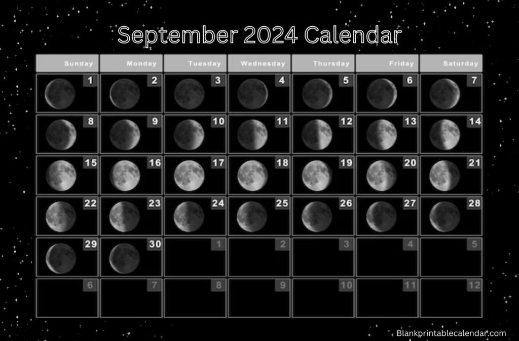 Moon Phases of September 2024 Calendar