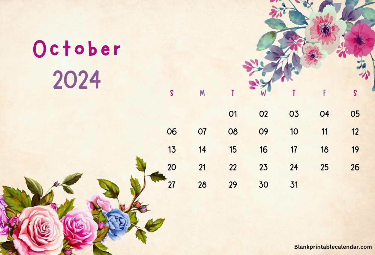 October 2024 Floral Wallpaper Calendar