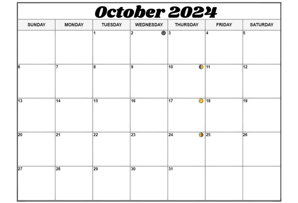 October 2024 Lunar Phases Calendar